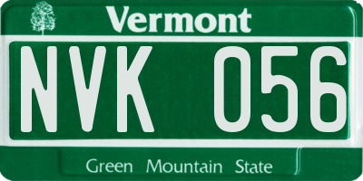 VT license plate NVK056