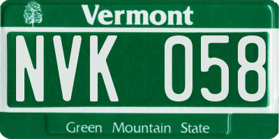 VT license plate NVK058