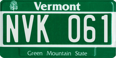 VT license plate NVK061
