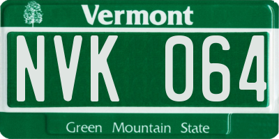 VT license plate NVK064