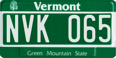 VT license plate NVK065