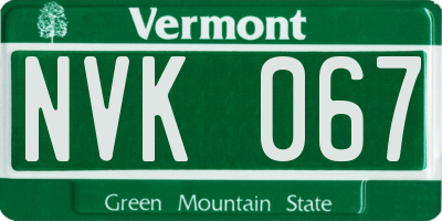 VT license plate NVK067