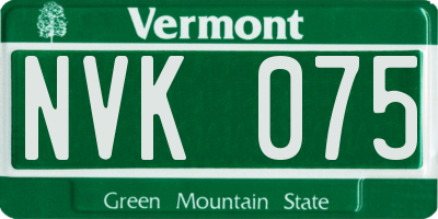 VT license plate NVK075