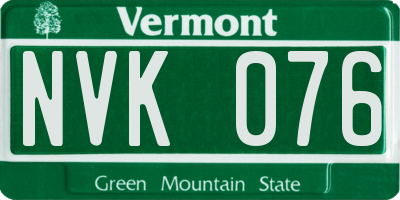 VT license plate NVK076