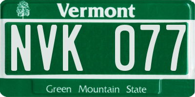 VT license plate NVK077