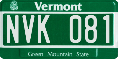 VT license plate NVK081