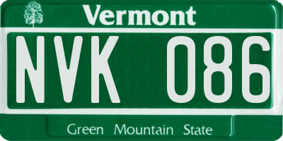 VT license plate NVK086