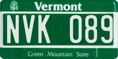 VT license plate NVK089