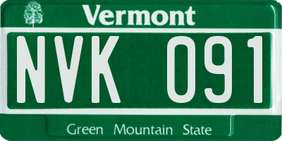 VT license plate NVK091