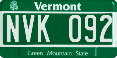 VT license plate NVK092