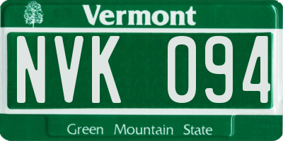 VT license plate NVK094