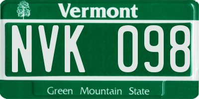 VT license plate NVK098