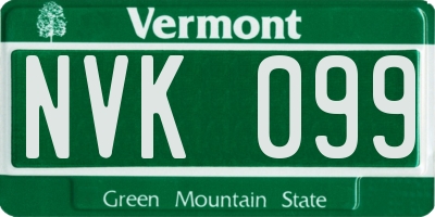 VT license plate NVK099