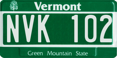VT license plate NVK102
