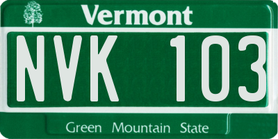 VT license plate NVK103