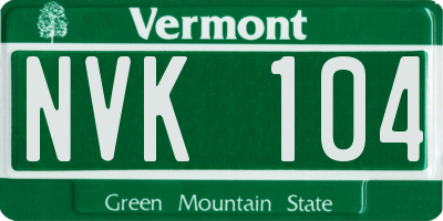 VT license plate NVK104