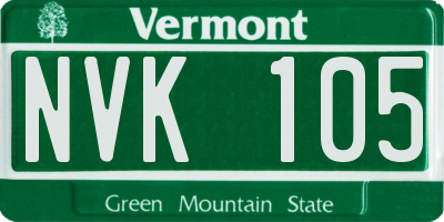 VT license plate NVK105