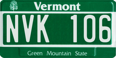VT license plate NVK106