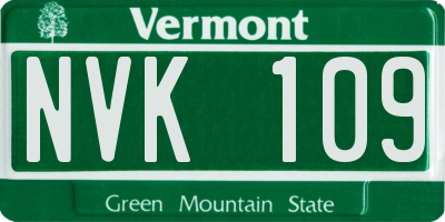 VT license plate NVK109