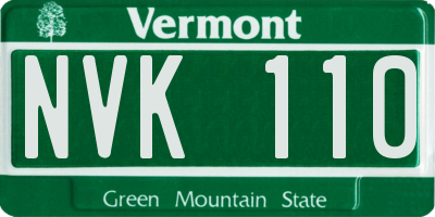 VT license plate NVK110