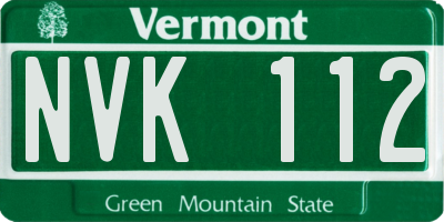 VT license plate NVK112