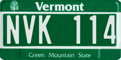 VT license plate NVK114