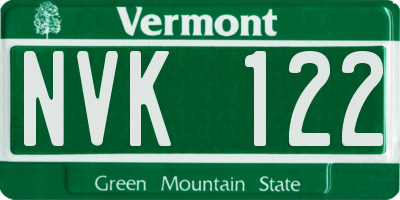 VT license plate NVK122