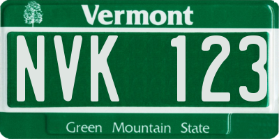 VT license plate NVK123