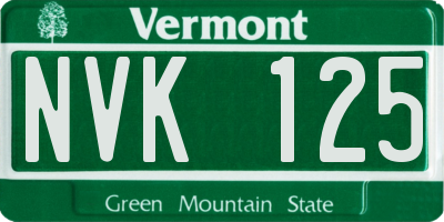 VT license plate NVK125