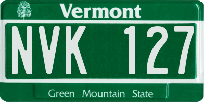 VT license plate NVK127