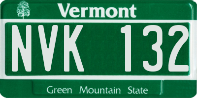 VT license plate NVK132