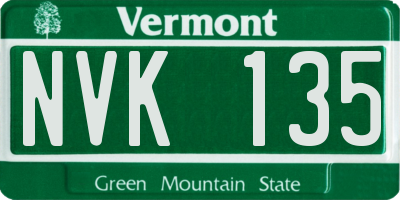 VT license plate NVK135