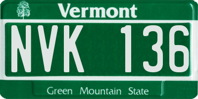 VT license plate NVK136