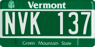VT license plate NVK137