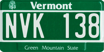 VT license plate NVK138