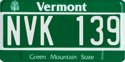 VT license plate NVK139