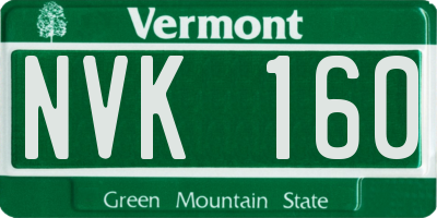 VT license plate NVK160