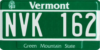 VT license plate NVK162