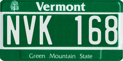 VT license plate NVK168