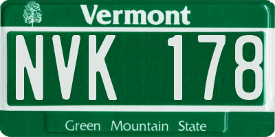 VT license plate NVK178