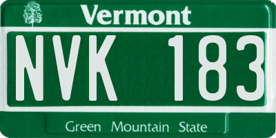 VT license plate NVK183