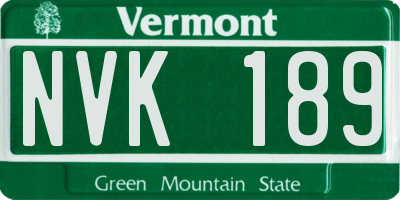 VT license plate NVK189