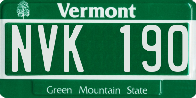 VT license plate NVK190