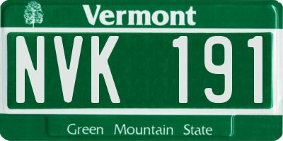 VT license plate NVK191