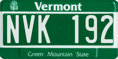 VT license plate NVK192