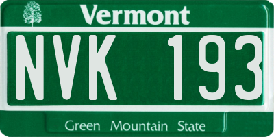 VT license plate NVK193