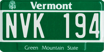 VT license plate NVK194
