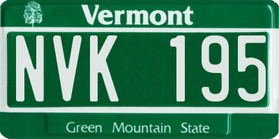 VT license plate NVK195