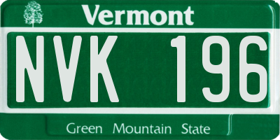VT license plate NVK196