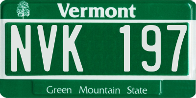 VT license plate NVK197